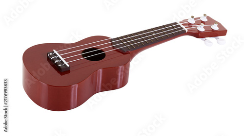 Canvastavla Glossy dark red wooden soprano ukulele with four nylon strings and white tuners