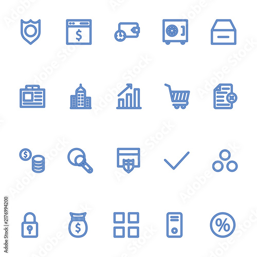 Filled color outline icons for Banking and Finance