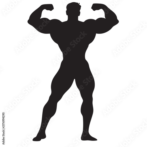 Bild auf Leinwand Muscular Man Silhouette Illustration for Fitness, Bodybuilding, Anatomy, Athleti