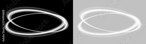 Konstfotografi This image displays two intertwined elliptical light trails floating on a black background