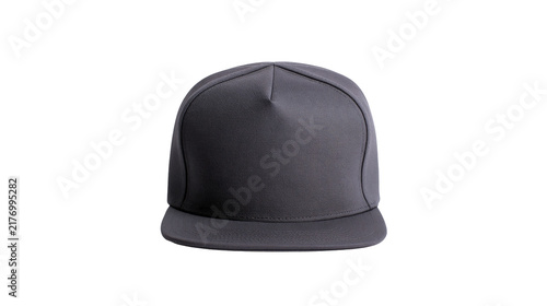 Fototapeta Dark grey blank five panel baseball cap with flat brim