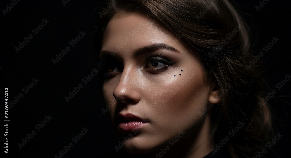 Fototapeta premium Woman portrait dark background