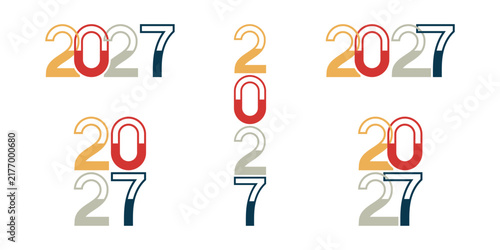 Happy new year 2027 text design vector illustration. New year celebration concept