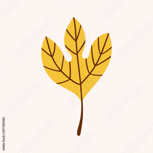 Beautiful hand drawn illustration of a yellow ivy leaf. Elegant botanical sketch, perfect for autumn designs, organic branding, invitations, and commercial art. High quality vector graphic.