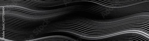 Fotografie Abstract black and white wavy lines background with smooth curved dynamic textur