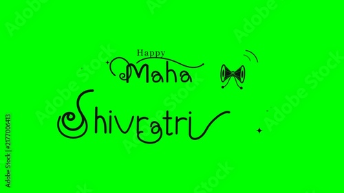 Maha Shivratri Celebration Greeting with Drum on Green Screen