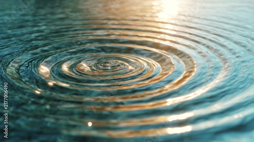 Obraz na płótnie High fidelity reflections on abstract aqua water surface showcasing circular wave patterns