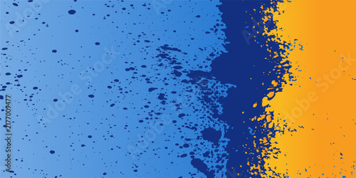 Colorful blue, orange and yellow paint splashes background. RGB vector eps 10