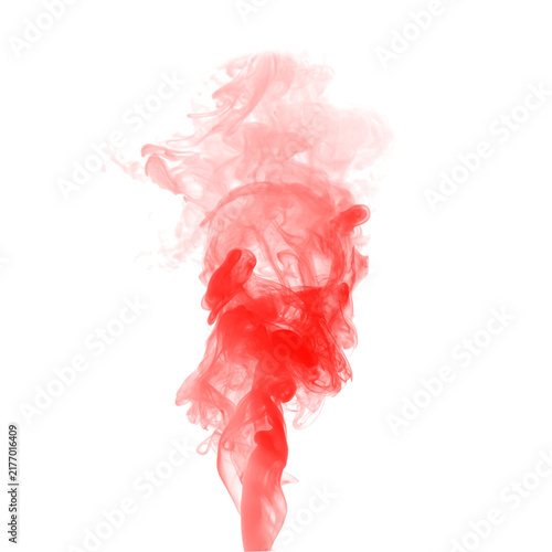 Konstfotografi Pastel red smoke swirling on a white background, creating a soft abstract vapor effect with flowing texture, elegant motion, dreamy atmosphere, and versatile visual space for creative design projects