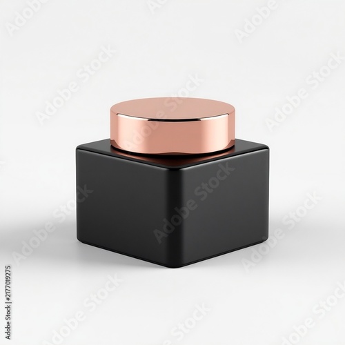 3D blank unbranded square matte black skincare jar