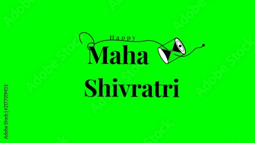 Maha Shivratri holiday greeting with traditional drum graphic on green screen
