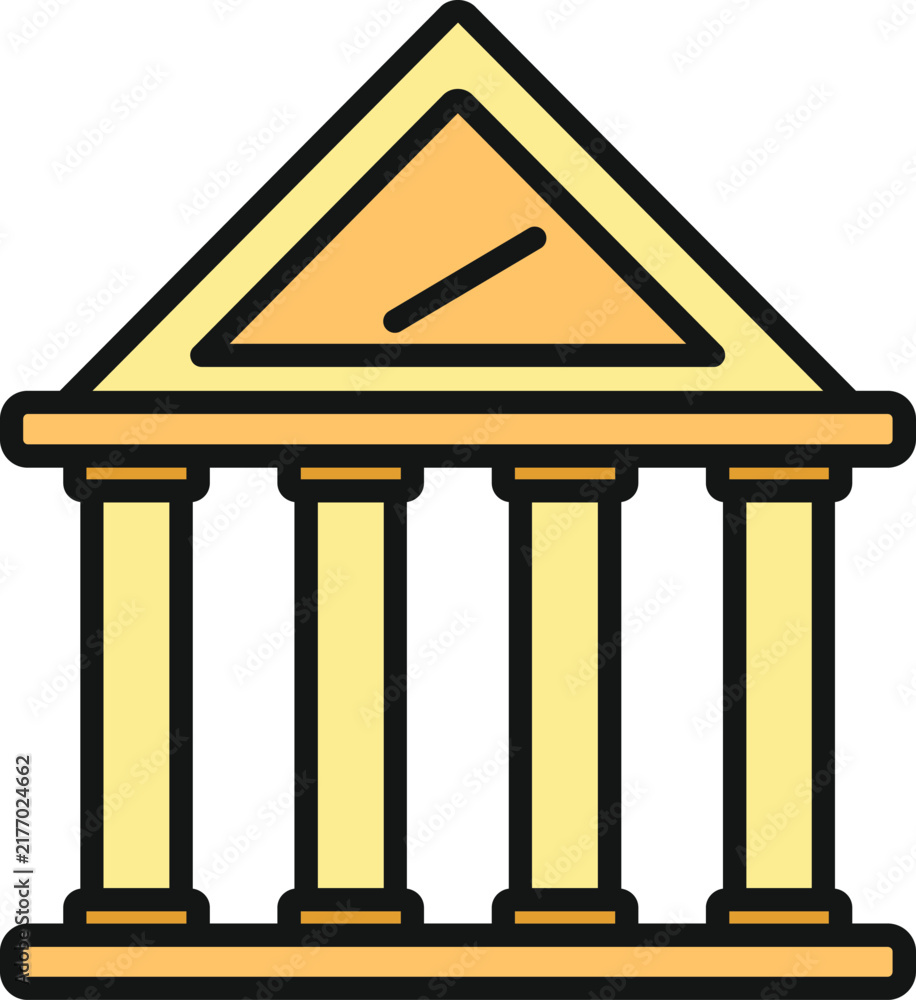 Naklejka premium Building with classical columns symbolizing banking, justice, and official systems