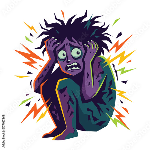 Anxious person suffering from severe stress experiencing mental fatigue and psychological pressure while feeling completely overwhelmed by daily tasks and intense pressure in this difficult life