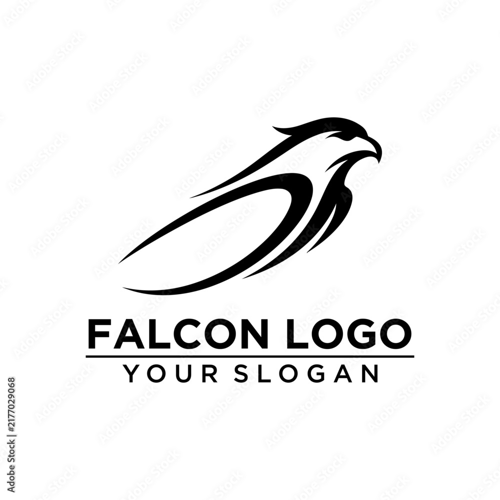 Fototapeta premium Stylized Black Falcon Logo Design Vector.