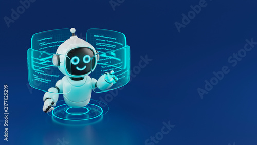 Plakat w ramie AI agent robot workflow automation orchestrator artificial intelligence data coding icon flow process assistant technology futuristic 3d rendering.