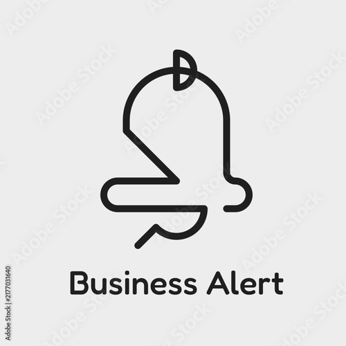 Business alert vector line icon bell notification continuous line art