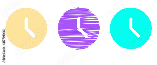 Fotografie Three access time icons with stylized clock faces on transparent background icon