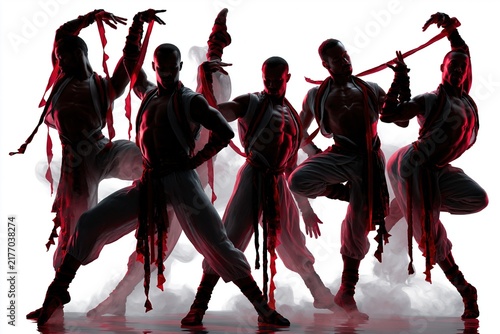 Warrior Silhouettes in Dramatic Poses