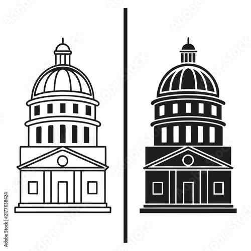 Принти на полотні Minimalist black and white church set with domes and crosses
