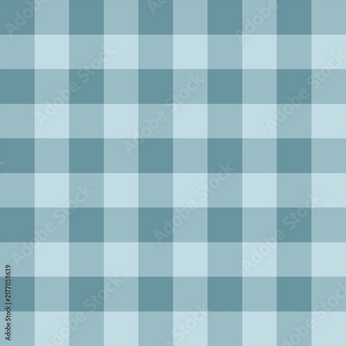 Calming gingham checkered pattern featuring deep dusty blue, muted teal, and pale sky blue squares arranged in a classic grid. Cool tranquil tones create a serene timeless design, perfect for textiles