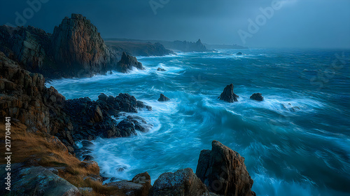 Turquoise sea waves rugged cliffs dramatic coastal landscape natural scenery pictures