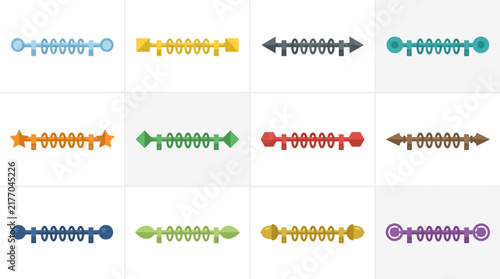 Set of Colorful Decorative Curtain Rods with Various Finials