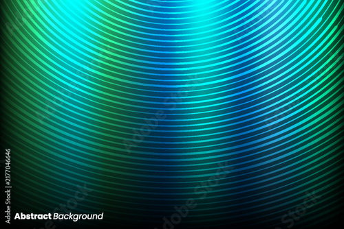 Abstract Curved Line Wave Background with Glowing Green Blue and Cyan Neon Light Texture