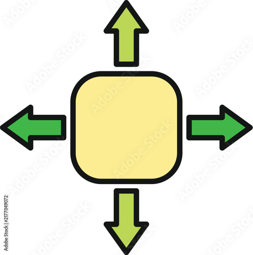 Cuadro en lienzo Square box expanding and sending arrows in many different directions representin