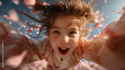 A young girl s face radiates pure delight and boundless energy her hair blowing in the wind as she embraces the carefree spirit of childhood