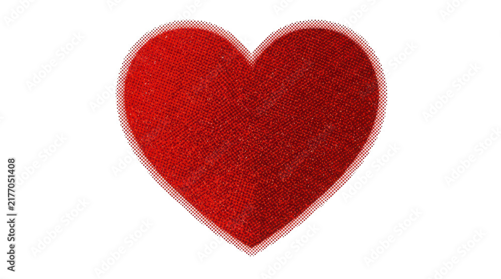 Fototapeta premium Red heart shape with a halftone dot pattern isolated on transparent background