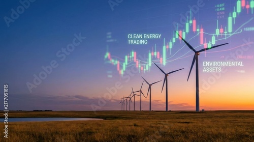 Clean energy trading and environmental assets wind turbine graph