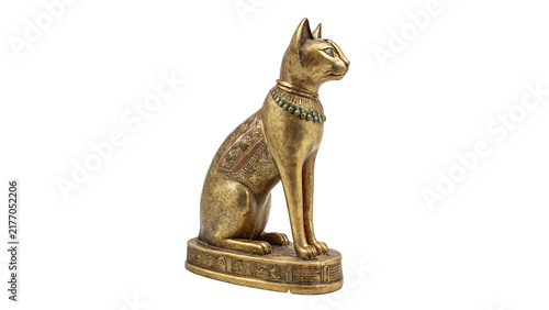 Canvas Print Ancient Egyptian cat statue Bastet deity sculpture isolated on transparent background for history culture museum exhibit