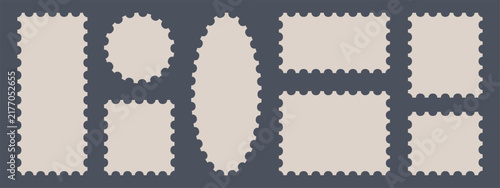 postage stamp set. Blank postage stamp. Clean postage stamp template. Postage icon. square and rectangular template for mail, postcard, letter. 