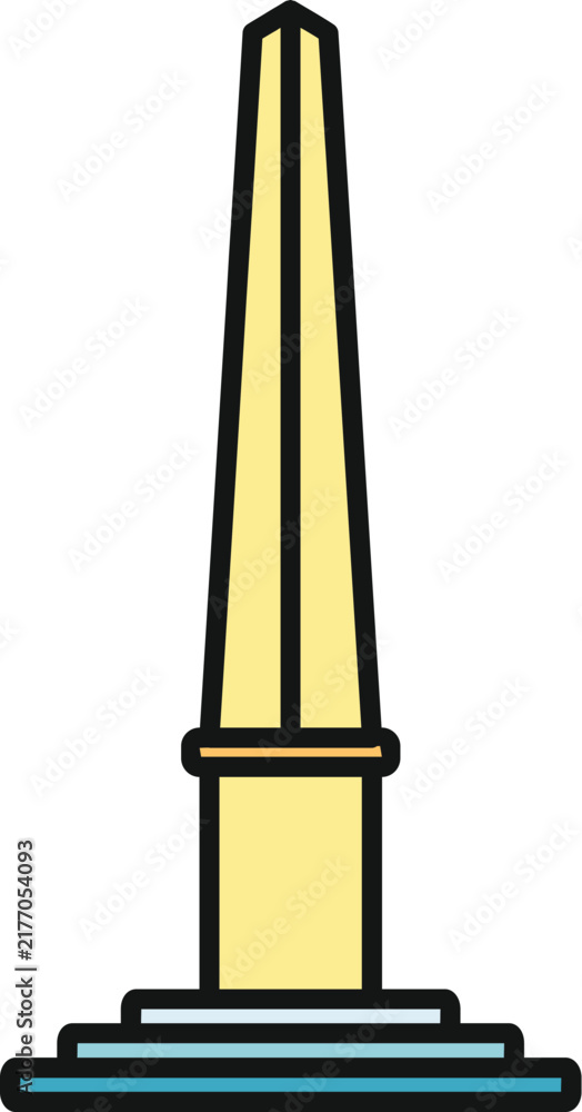 Obraz premium Obelisk monument icon illustrating a tall, tapering, four sided stone pillar