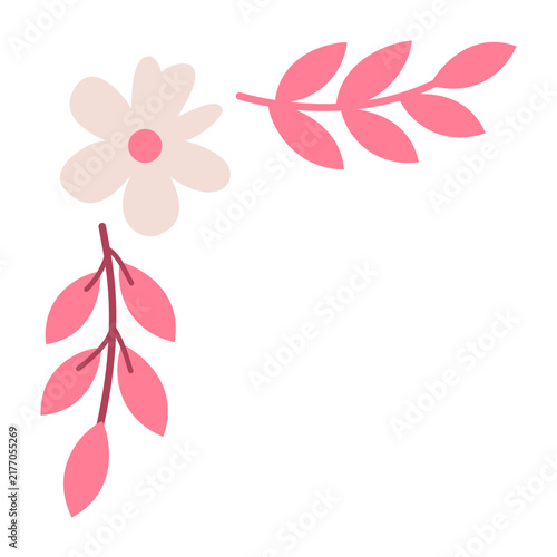 Pink Floral Branches and Flower Decorative Elements