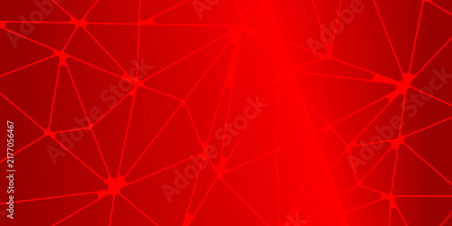 Bright red abstract geometric background with crystal polygon and network line pattern | Modern vibrant red abstract low poly triangle background texture for digital design and tech backdrop