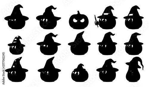 Spooky Halloween Pumpkin Wizard Hat Characters Cute Creepy 3D Vector Collection