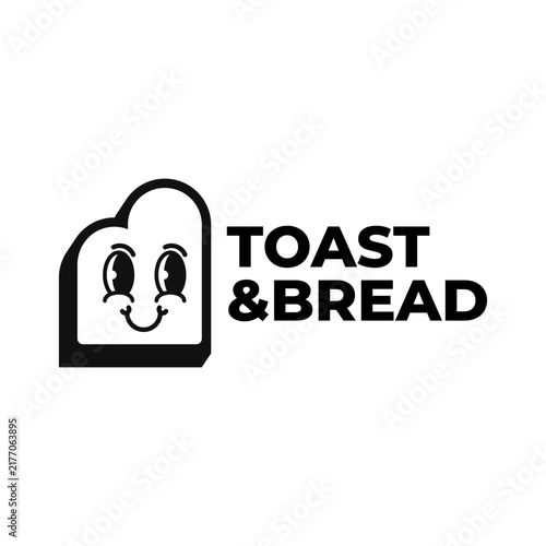 Cute Toast Bread Mascot Logo for Bakery Brand