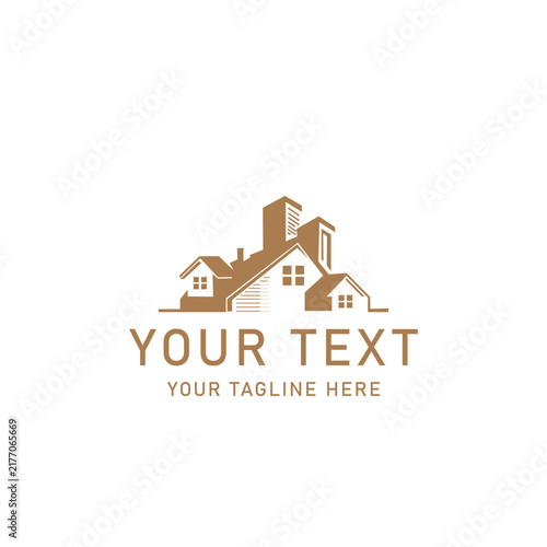 Real estate marketing logo symbol concept, vector template with place for text, icons of house building