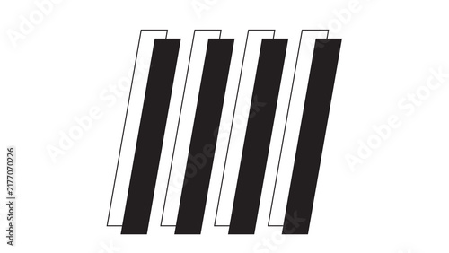 Fotografie Abstract geometric pattern with black diagonal vertical bars on a white backgrou
