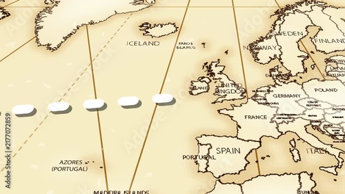 USA to UK Travel Route Map North America Europe Journey