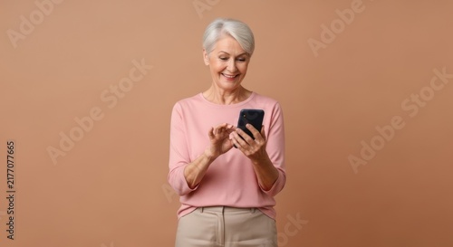Senior Woman Engaging with Smartphone