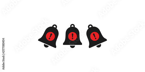three black notification bells with red exclamation marks alerts.