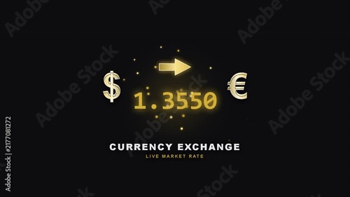Digital Dollar to Euro Currency Exchange Rate Fluctuation Motion Grap