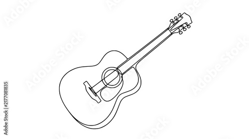 Foto Continuous Line Drawing of an Acoustic Guitar