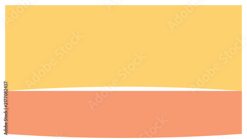 Two tone curved color block in warm yellow and soft coral provid