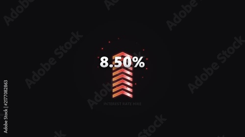 Animated Interest Rate Hike Percentage Growth Motion Graphic