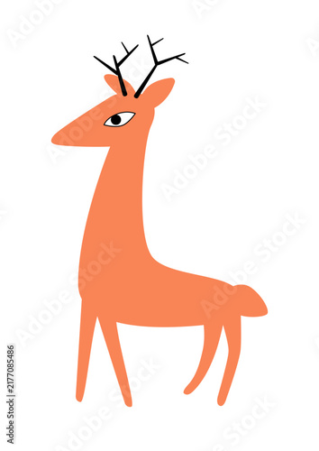 Ciervo vectorial de color naranja con estructura simple ideal para composiciones gráficas