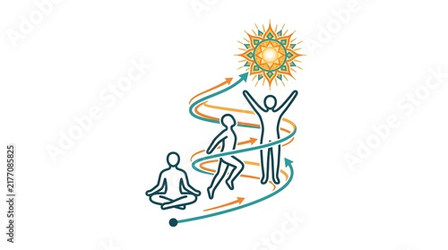 Meditation to Enlightenment Progression Rising Toward Mandala Sun Icon