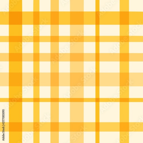 Yellow and white plaid pattern background, seamless checkered textile design.